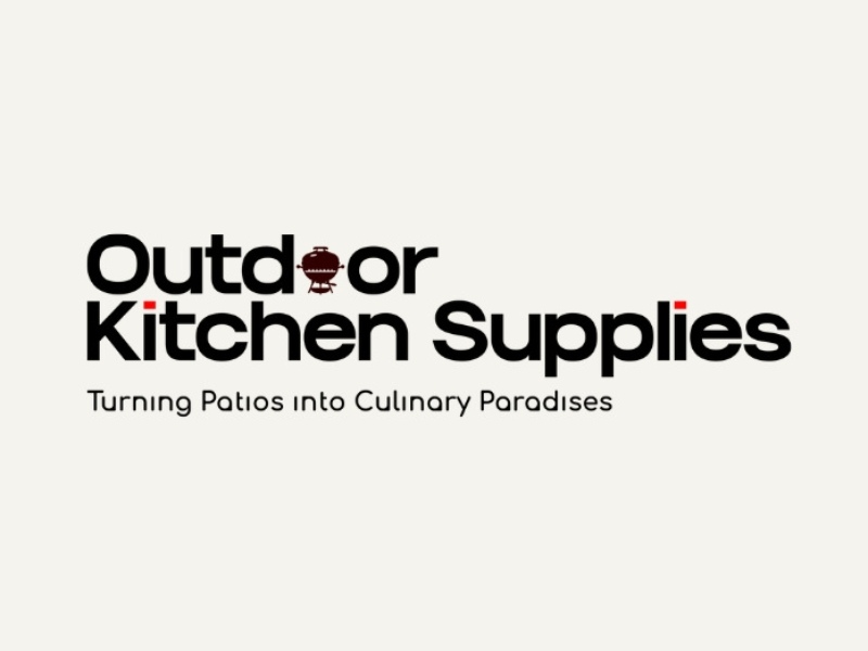 Logo of Outdoor Kitchen Supplies with a tagline highlighting the transformation of patios into culinary spaces.
